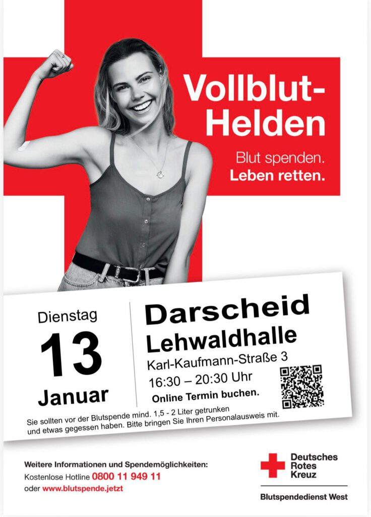 Flyer - Blutspende Darscheid am 13. Januar 2026