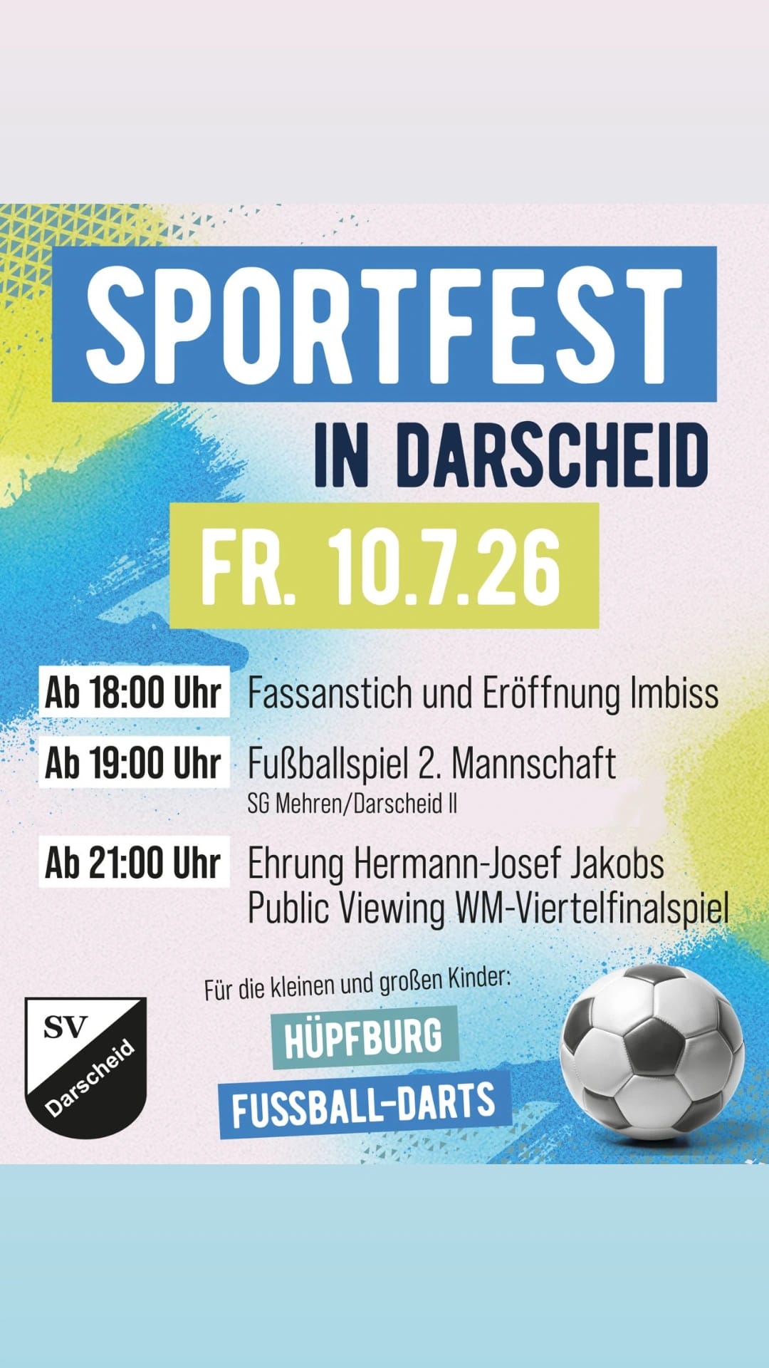 Sportfest in Darscheid, Flyer Freitag 10.07.2026